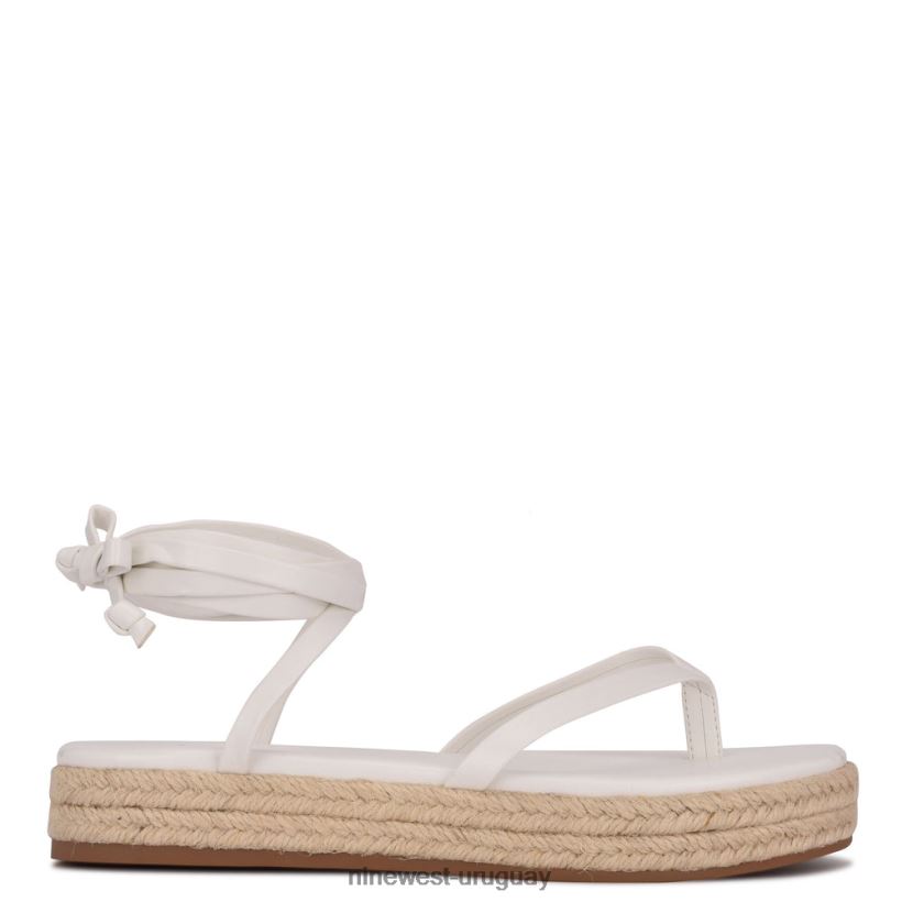 BD042296 Nine West sandalias planas cruzadas en el tobillo blanco