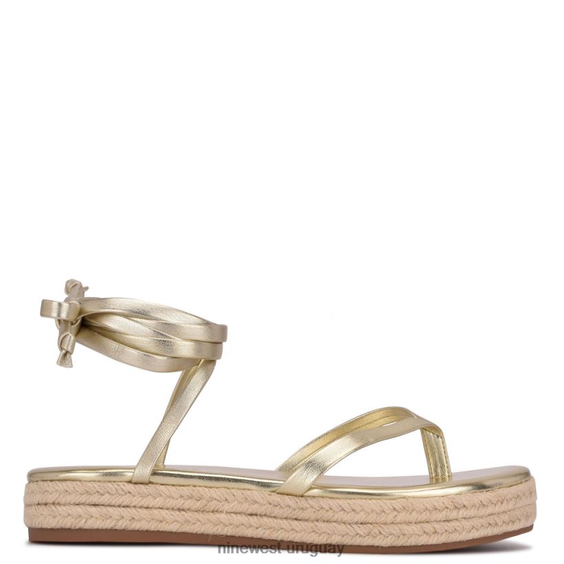 BD042297 Nine West sandalias planas cruzadas en el tobillo platino