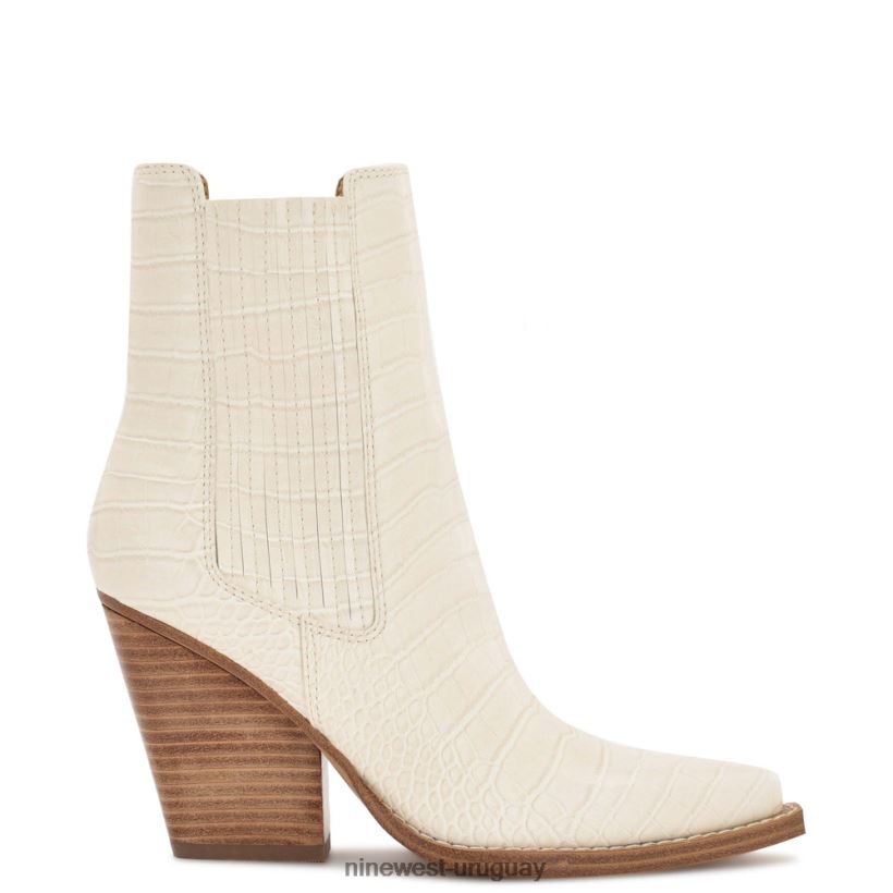 BD04221142 Nine West botines glena con tacón cuadrado elegante cocodrilo en relieve color crema