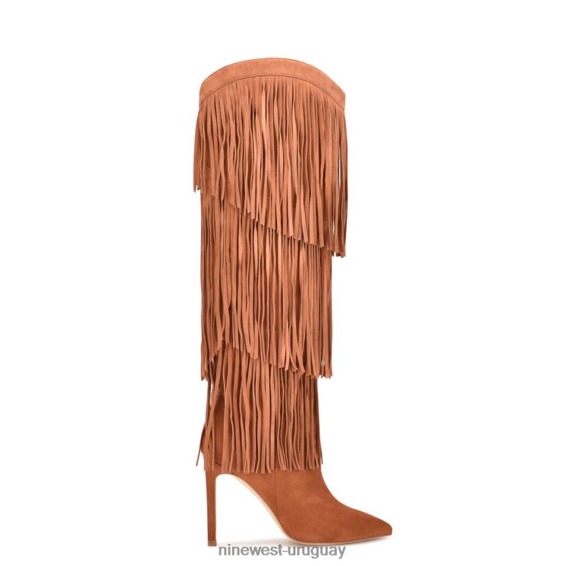 BD04221516 Nine West botas de tacón con borlas gamuza coñac