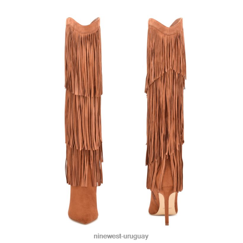 BD04221516 Nine West botas de tacón con borlas gamuza coñac