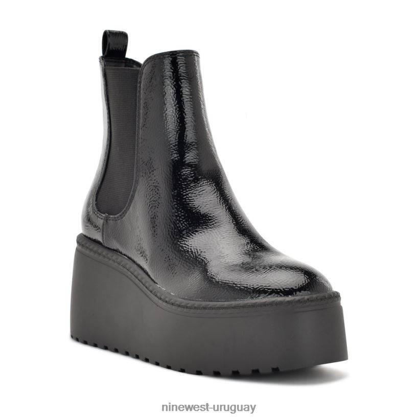 BD04222927 Nine West botines chelsea con plataforma henrita charol negro