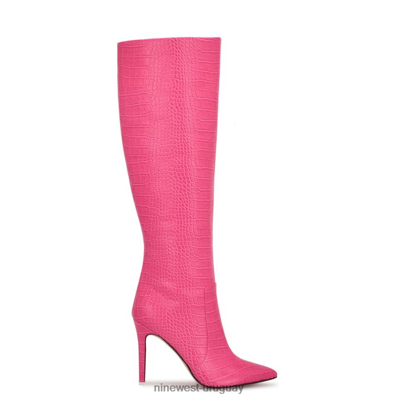 BD0422913 Nine West botas tacon taler cocodrilo rosa en relieve