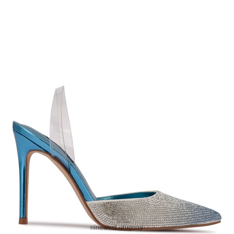 BD04221911 Nine West zapatos de tacón con tira trasera y puntera puntiaguda Fabry azul múltiple