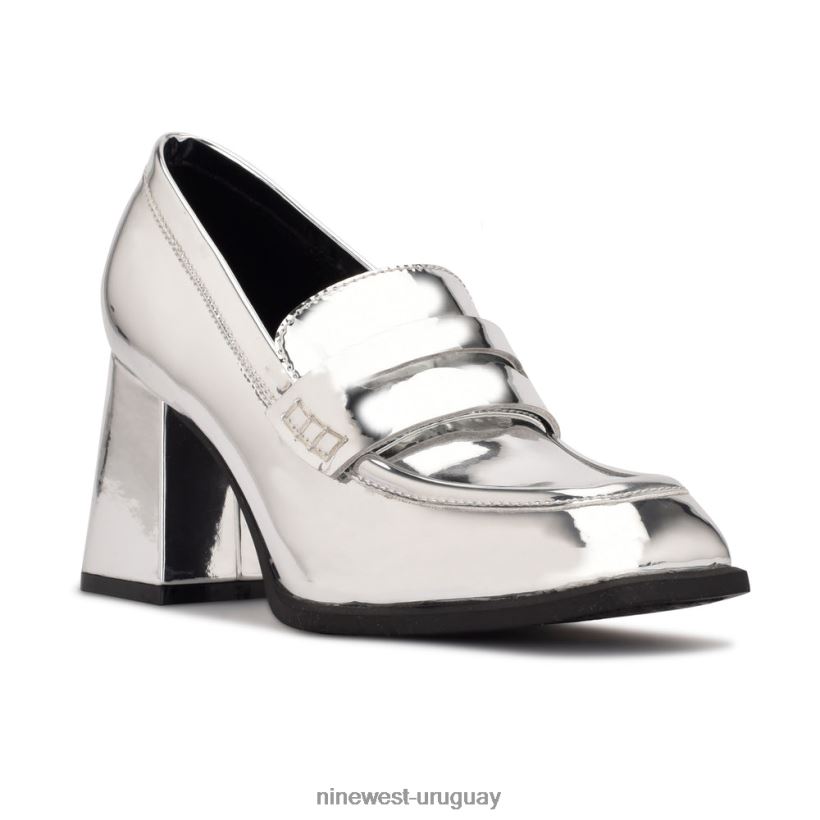 BD04221236 Nine West mocasines de tacón Zest espejo plateado metalizado