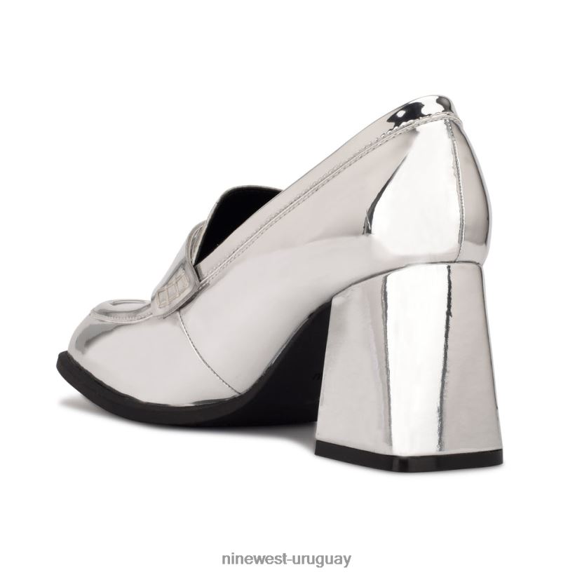 BD04221236 Nine West mocasines de tacón Zest espejo plateado metalizado