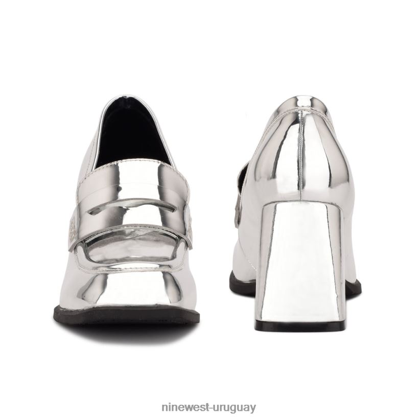 BD04221236 Nine West mocasines de tacón Zest espejo plateado metalizado