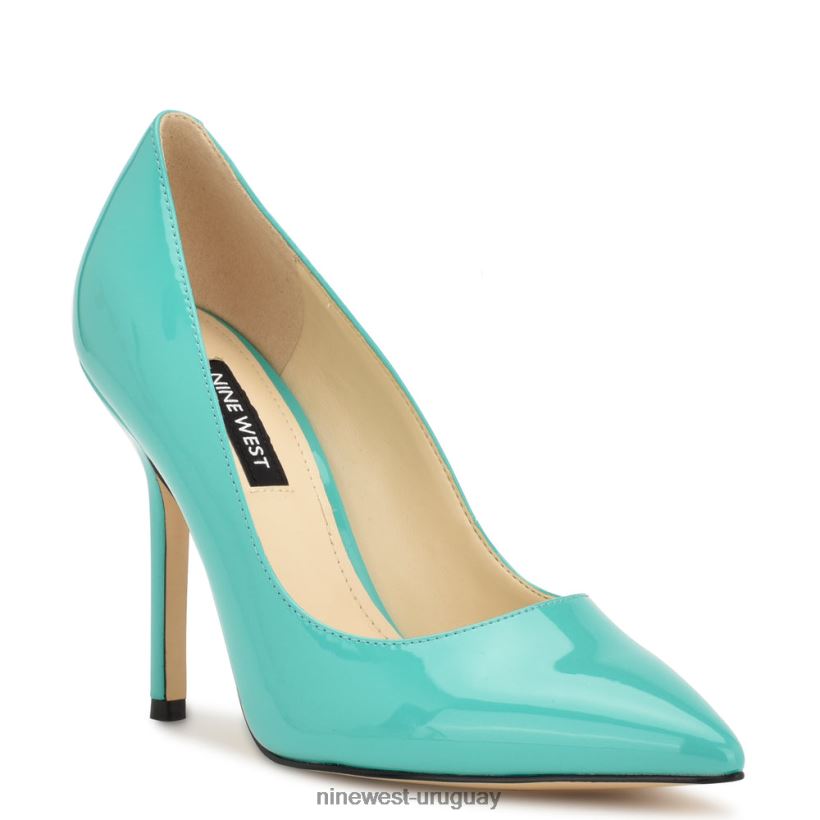 BD04221262 Nine West zapatos de tacón con punta puntiaguda bliss charol azul verdoso claro