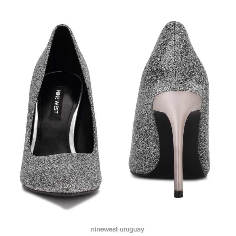 BD04221278 Nine West zapatos de tacón frescos con punta puntiaguda brillo de peltre