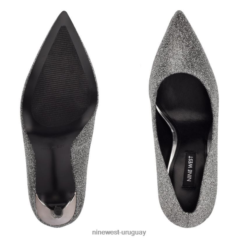 BD04221278 Nine West zapatos de tacón frescos con punta puntiaguda brillo de peltre