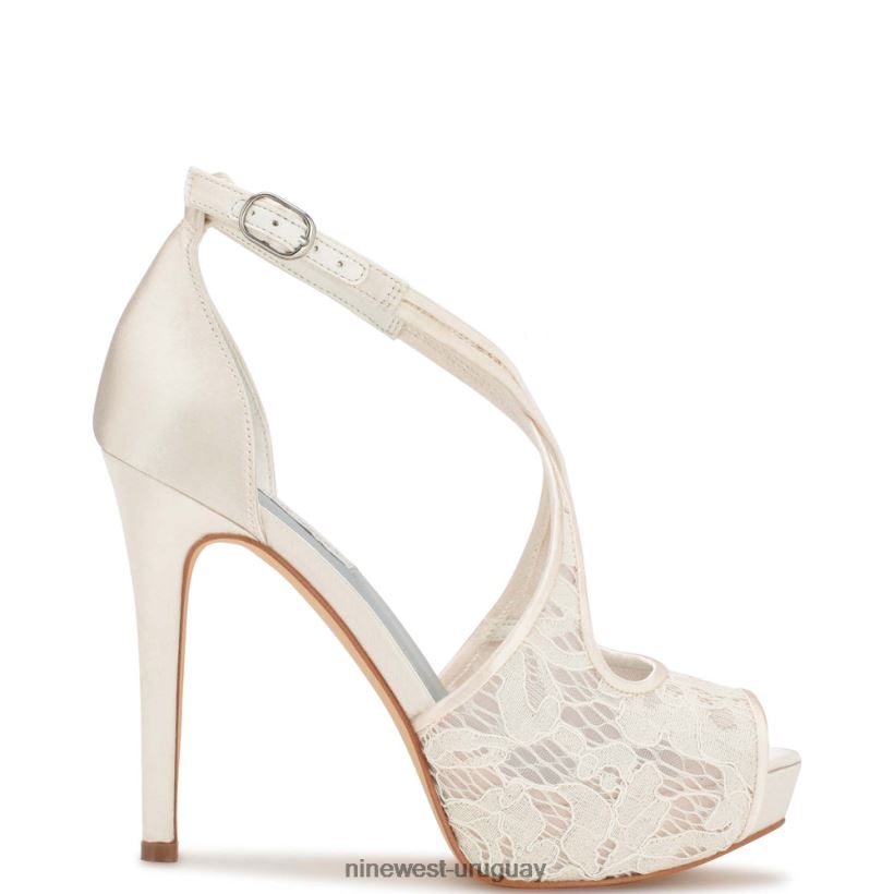 BD04221284 Nine West zapatos de tacón con plataforma peep toe hanya encaje blanco