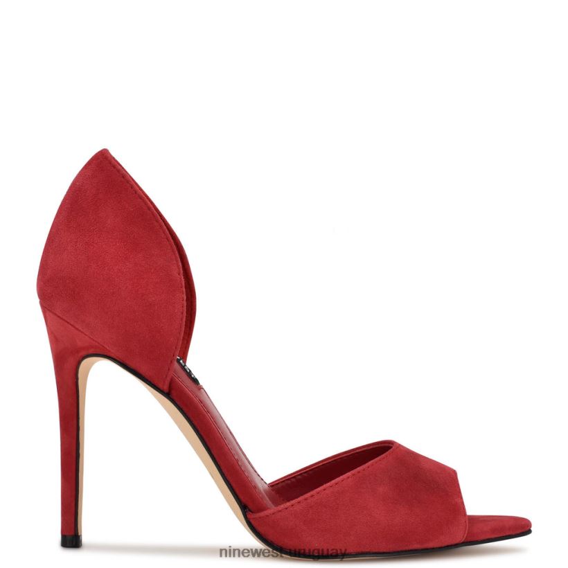 BD04221318 Nine West precio de bombas peep toe gamuza roja