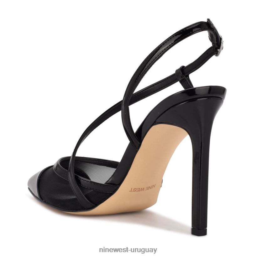 BD04221371 Nine West zapatos de tacón timie con correa en el tobillo charol negro/malla