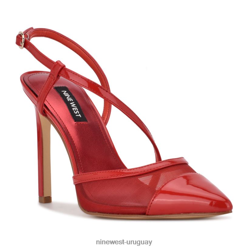 BD04221374 Nine West zapatos de tacón timie con correa en el tobillo rojo charol/malla