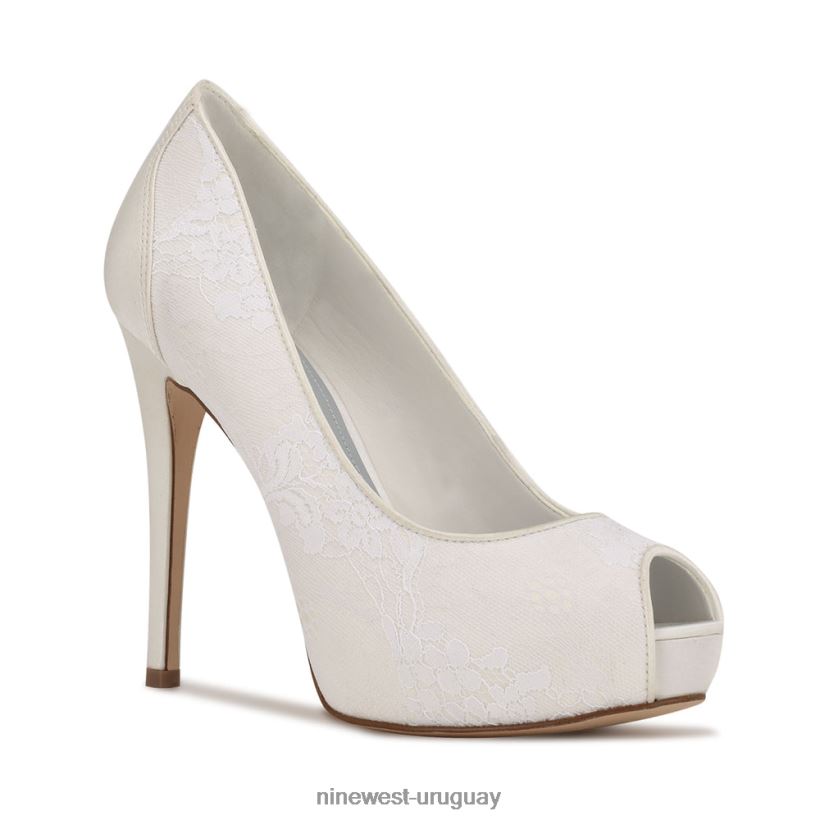 BD04221469 Nine West zapatos de tacón con plataforma peep toe hizzia encaje blanco