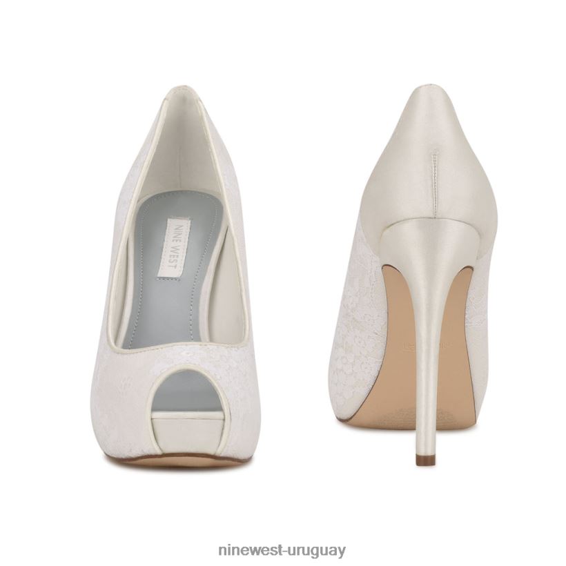 BD04221469 Nine West zapatos de tacón con plataforma peep toe hizzia encaje blanco