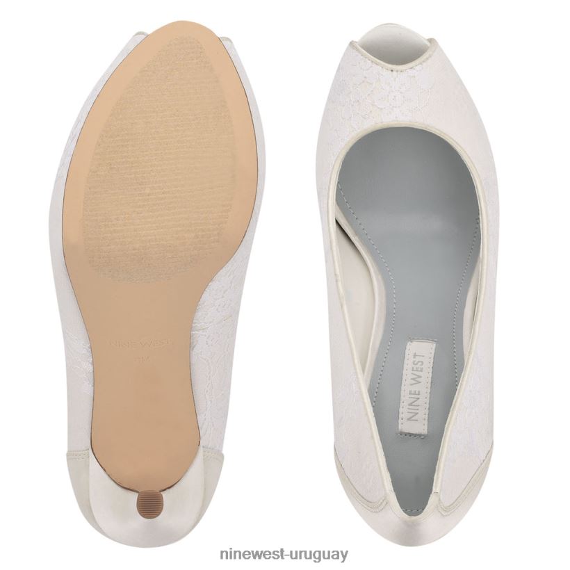 BD04221469 Nine West zapatos de tacón con plataforma peep toe hizzia encaje blanco