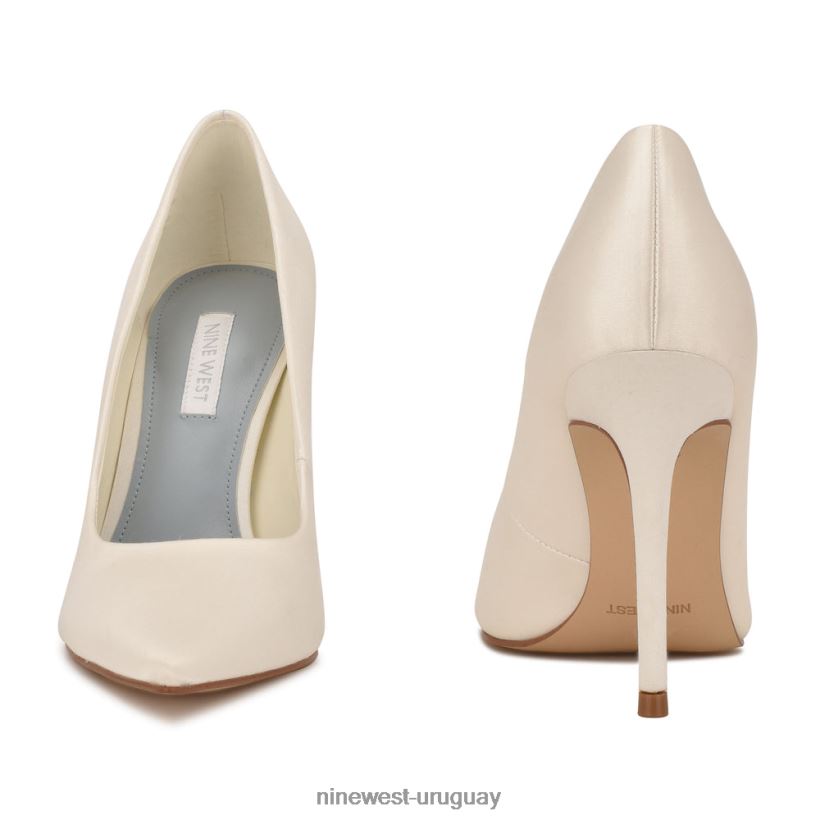 BD04221473 Nine West zapatos de tacón frescos con punta puntiaguda satén marfil