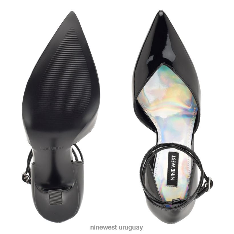 BD04221380 Nine West zapatos de tacón frends con correa en el tobillo charol negro