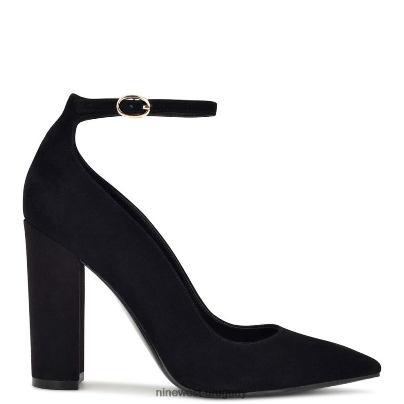 BD04221399 Nine West zapatos de tacón planos con correa en el tobillo ante negro