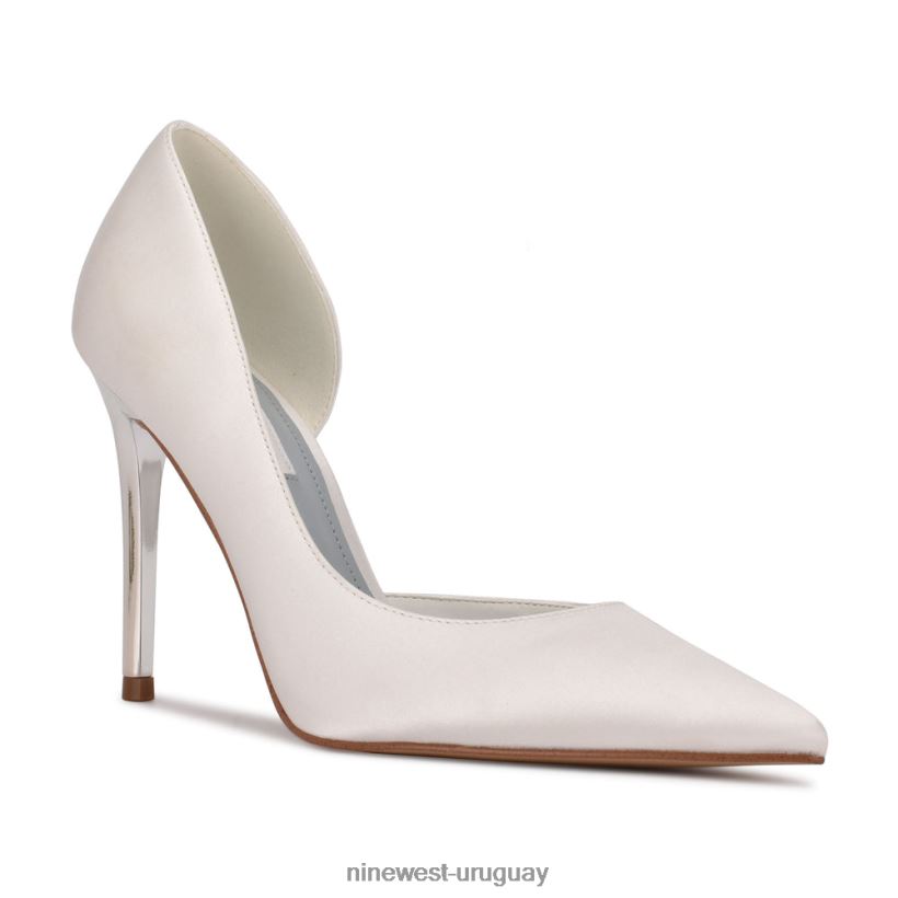BD04221438 Nine West zapatos de tacón con puntera puntiaguda followe d'orsay satén blanco
