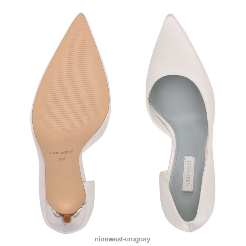 BD04221438 Nine West zapatos de tacón con puntera puntiaguda followe d'orsay satén blanco