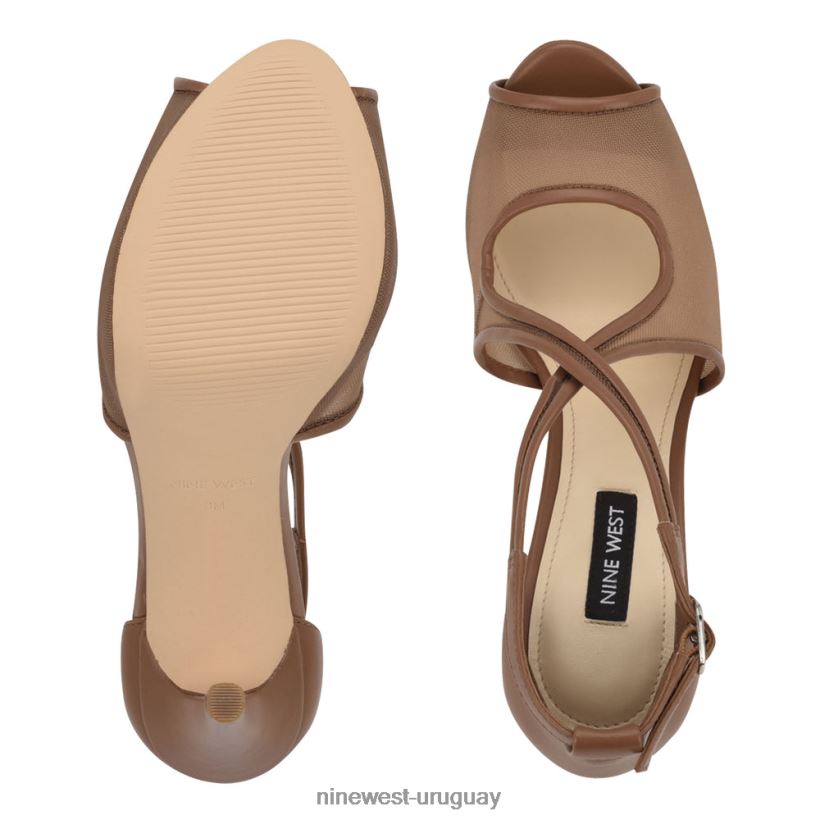 BD04221455 Nine West zapatos de tacón con plataforma peep toe hanya malla marrón claro