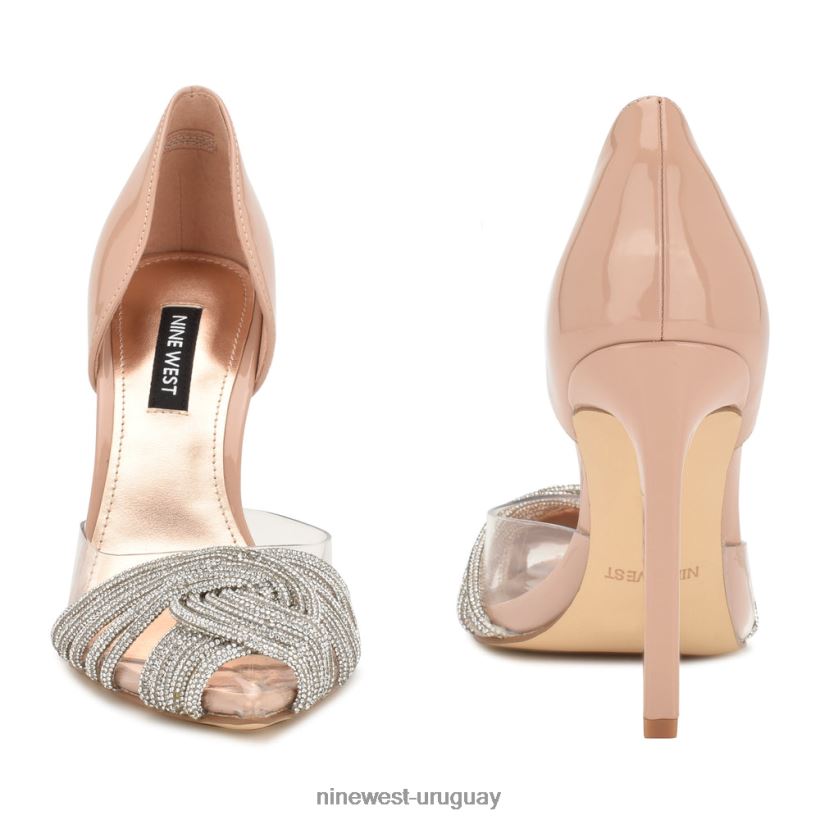BD04221497 Nine West zapatos de tacón tostado d'orsay cristal desnudo/claro