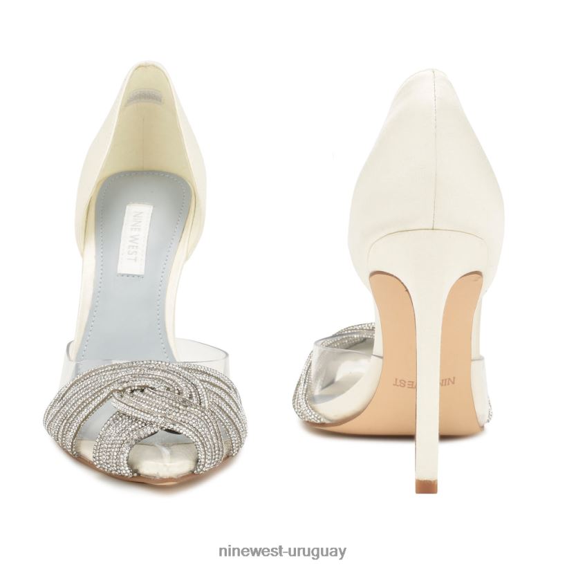 BD04221498 Nine West zapatos de tacón tostado d'orsay marfil/cristal transparente