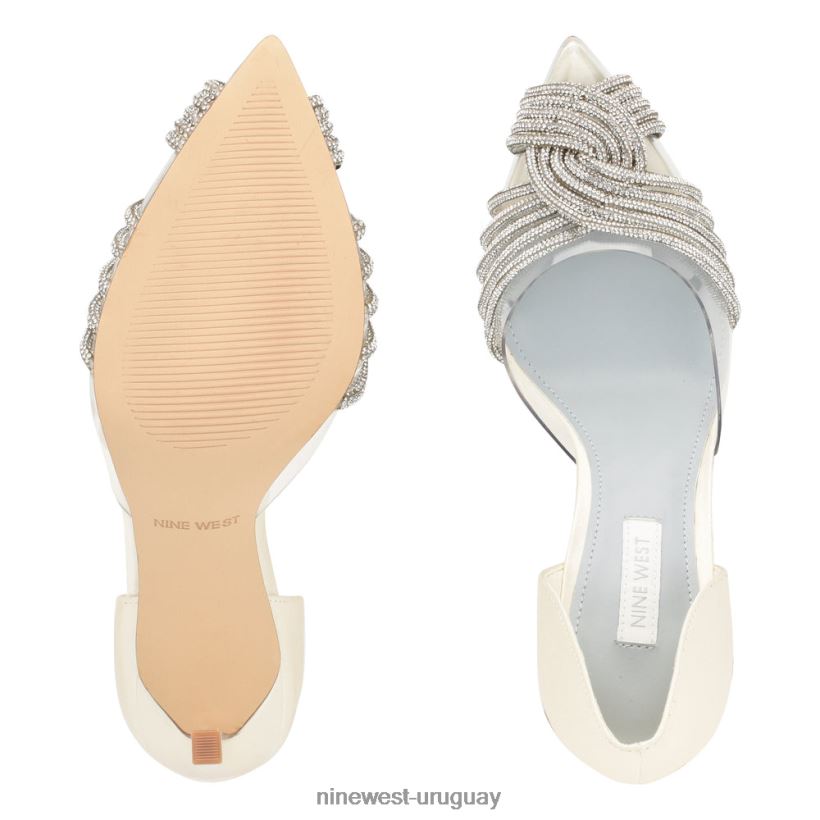 BD04221498 Nine West zapatos de tacón tostado d'orsay marfil/cristal transparente