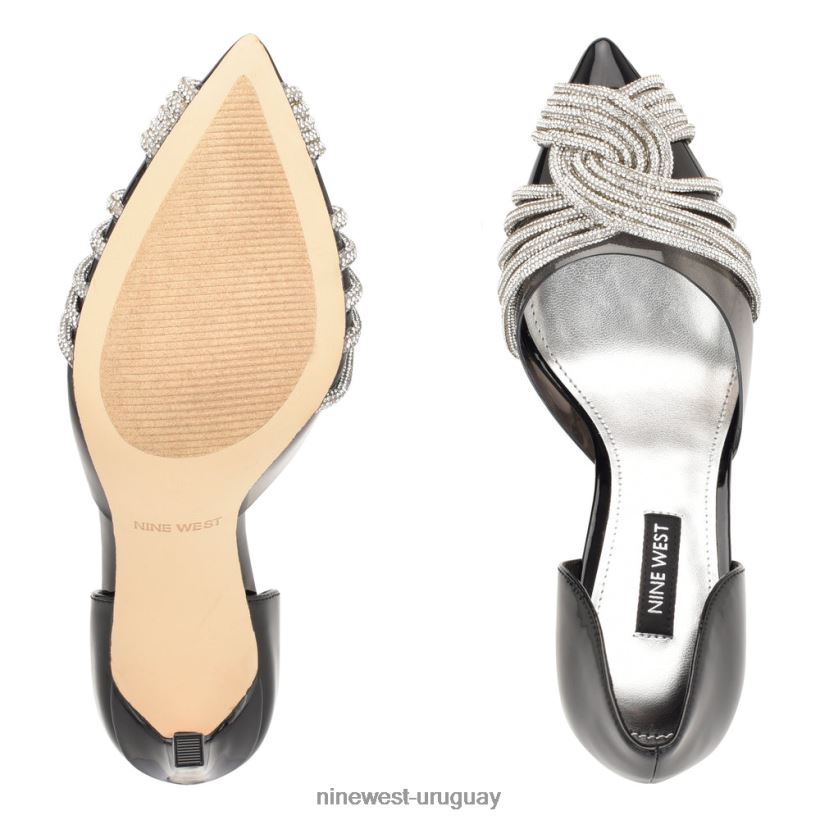 BD04221499 Nine West zapatos de tacón tostado d'orsay negro/cristal transparente