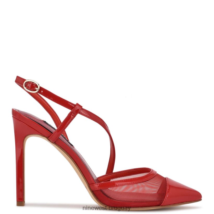 BD04221534 Nine West zapatos de tacón timie con correa en el tobillo rojo charol/malla