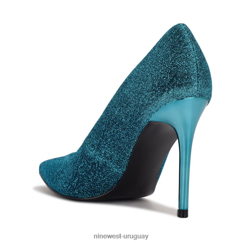 BD04221568 Nine West zapatos de tacón frescos con punta puntiaguda azul medio metalizado