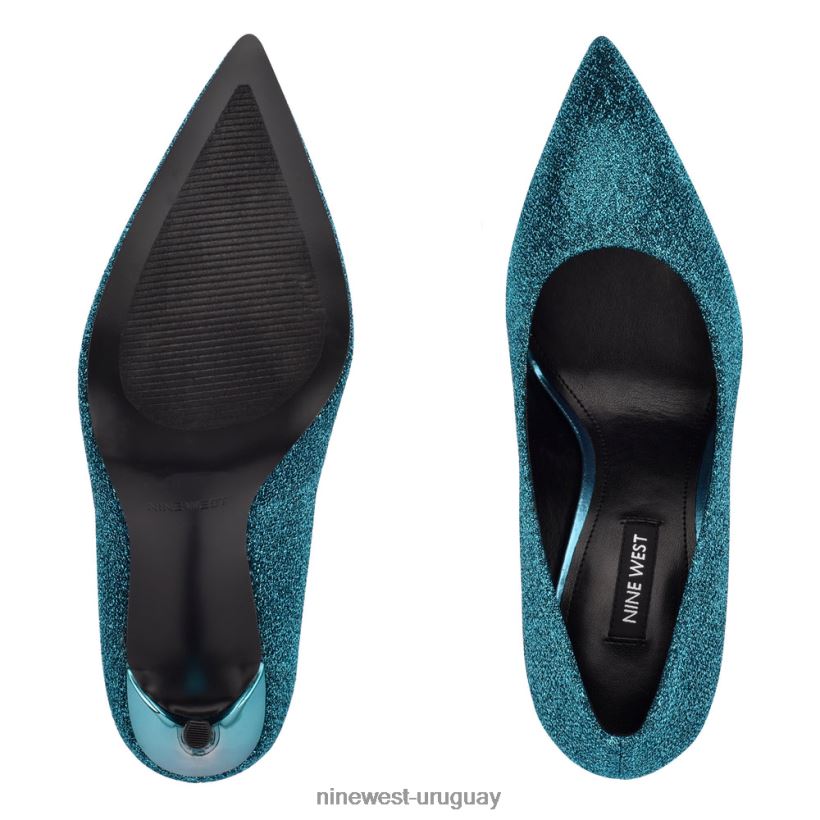 BD04221568 Nine West zapatos de tacón frescos con punta puntiaguda azul medio metalizado