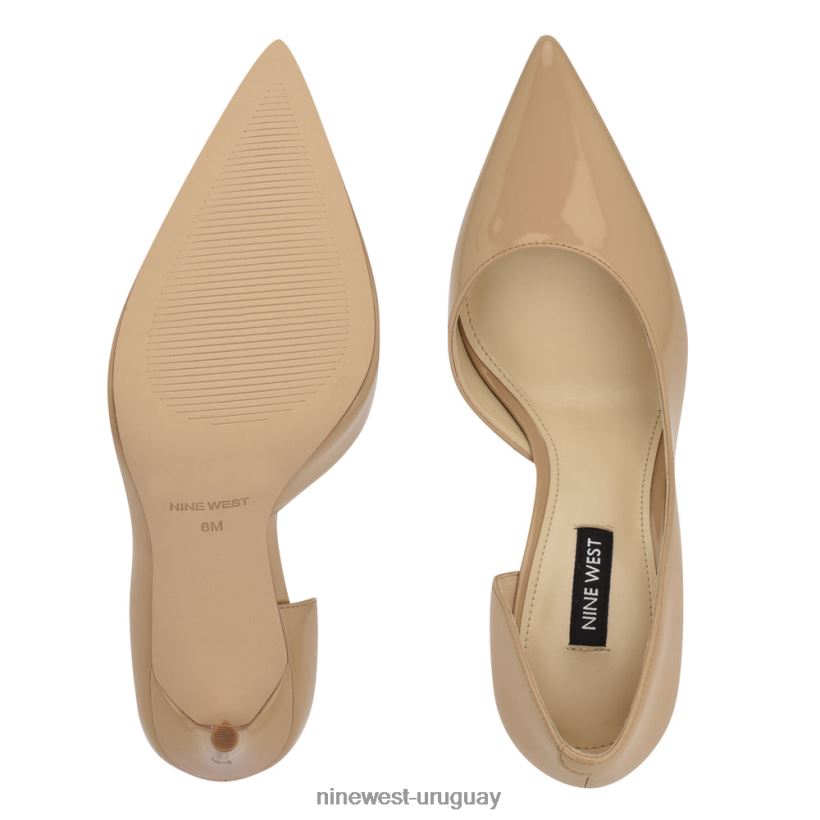 BD04221576 Nine West zapatos de tacón con puntera puntiaguda followe d'orsay patente natural ligera