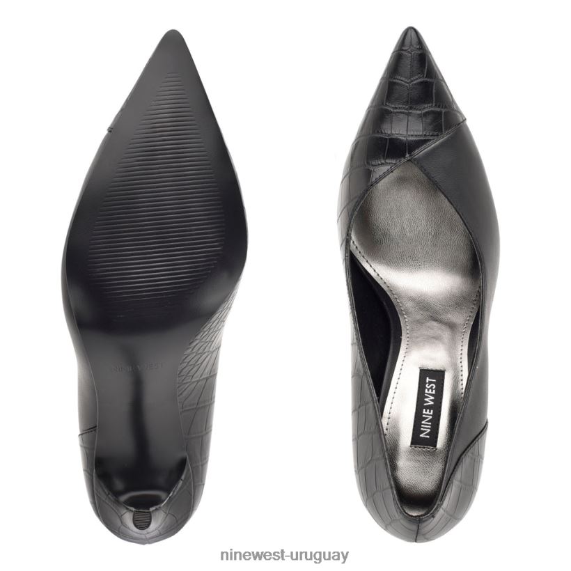 BD04221671 Nine West zapatos de tacón con punta puntiaguda flava negro/cocodrilo