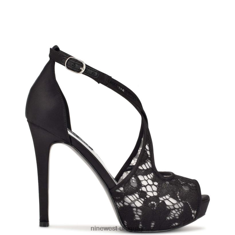 BD04221811 Nine West zapatos de tacón con plataforma peep toe hanya de encaje negro