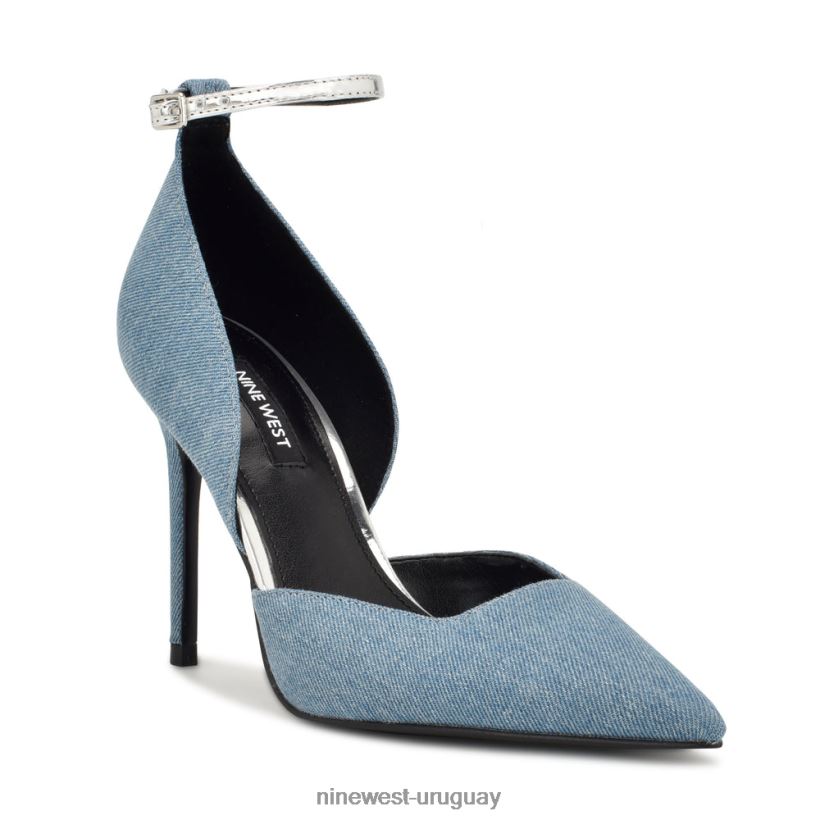 BD0422872 Nine West zapatos de tacón con correa en el tobillo Finda d'orsay mezclilla azul