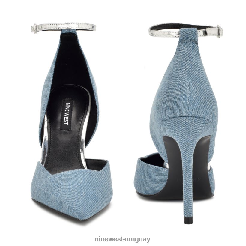BD0422872 Nine West zapatos de tacón con correa en el tobillo Finda d'orsay mezclilla azul
