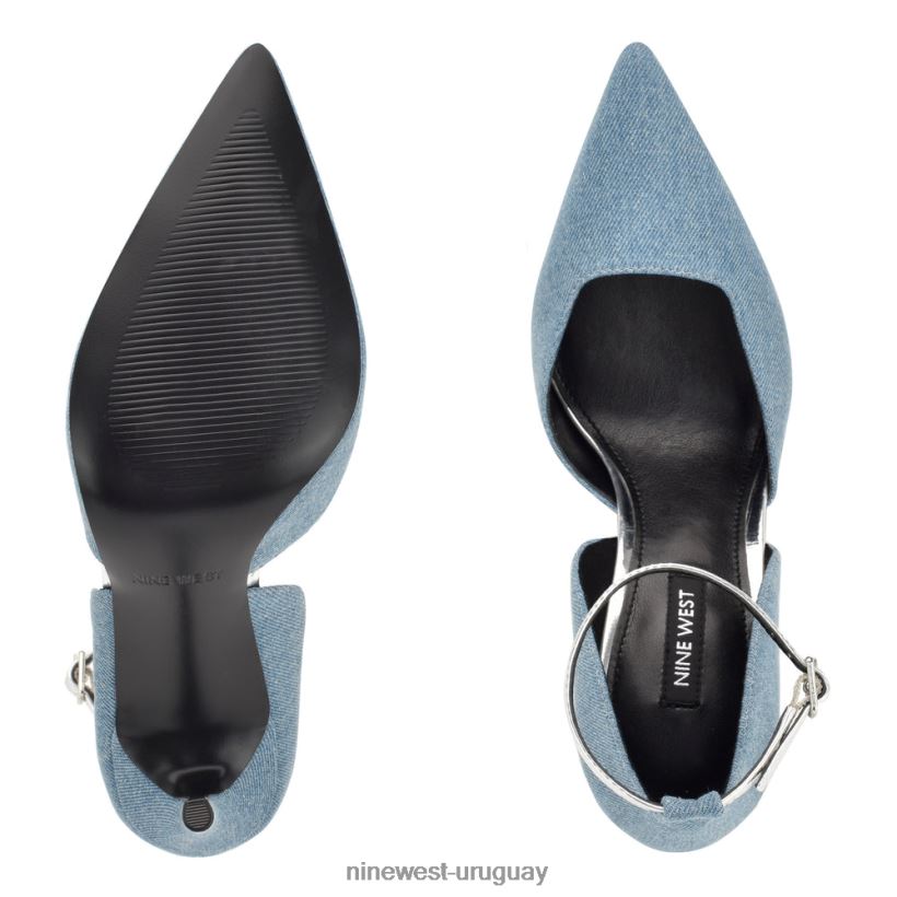 BD0422872 Nine West zapatos de tacón con correa en el tobillo Finda d'orsay mezclilla azul