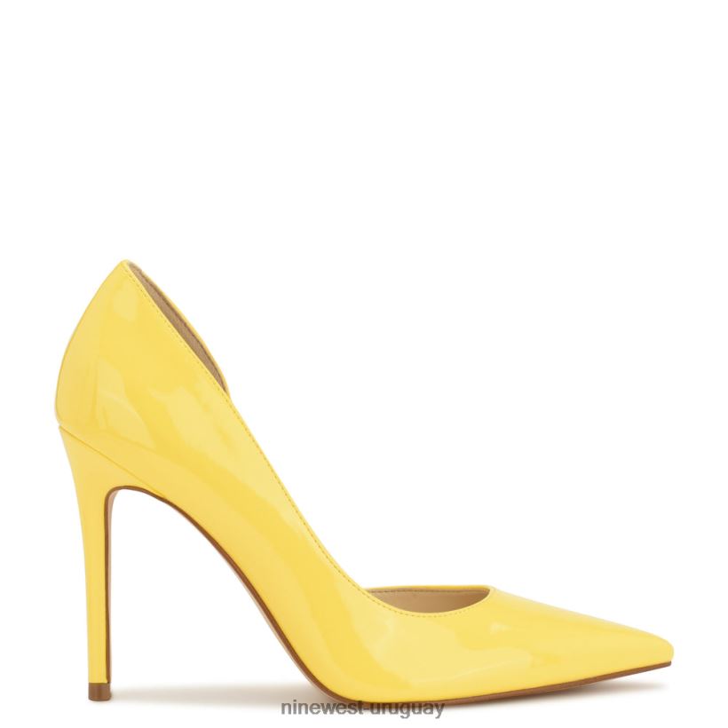 BD0422889 Nine West zapatos de tacón con puntera puntiaguda followe d'orsay charol amarillo brillante