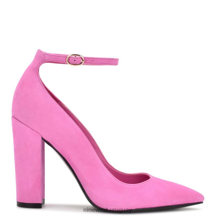 BD0422892 Nine West zapatos de tacón planos con correa en el tobillo gamuza rosa brillante