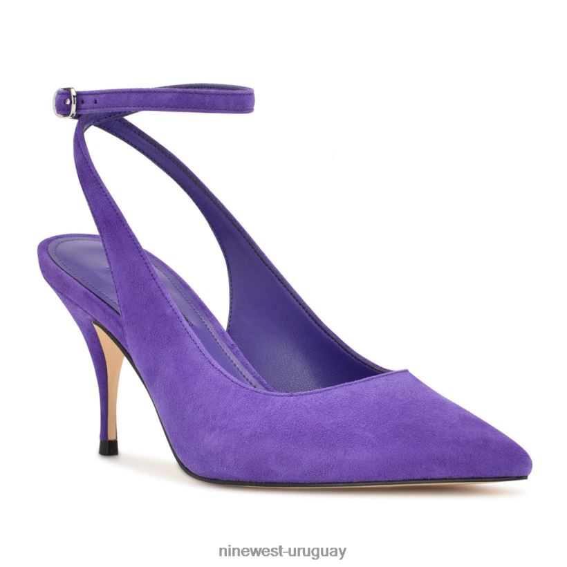 BD0422907 Nine West zapatos de tacón boca con correa en el tobillo gamuza morada